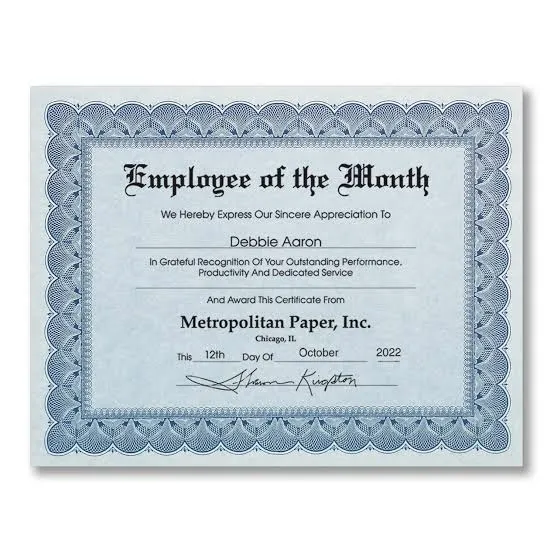 Certificates printed by Jojo Prints