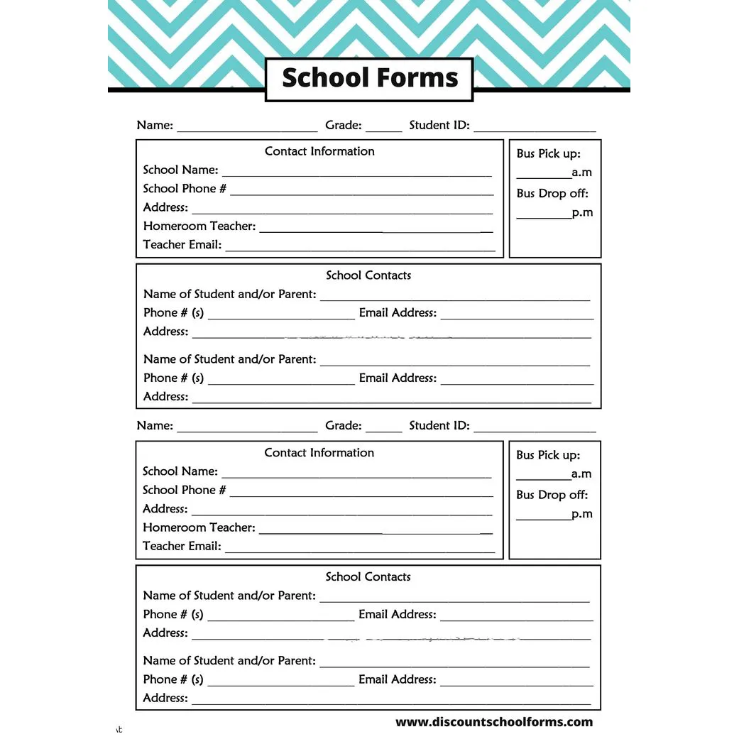 School Forms printed by Jojo Prints
